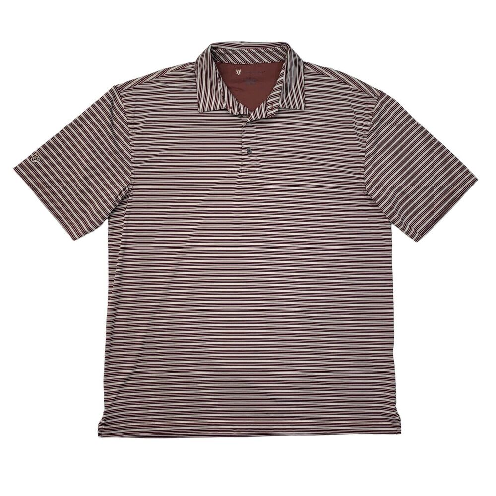 Oxford Golf Polo Shirt Mens XL Extra Large Plum Red Striped Performance Stretch